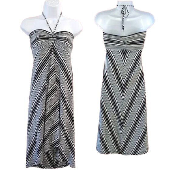 Women's S Patagonia Kamala Convertible Dress/Skirt Black & White Chevron - Picture 6 of 11